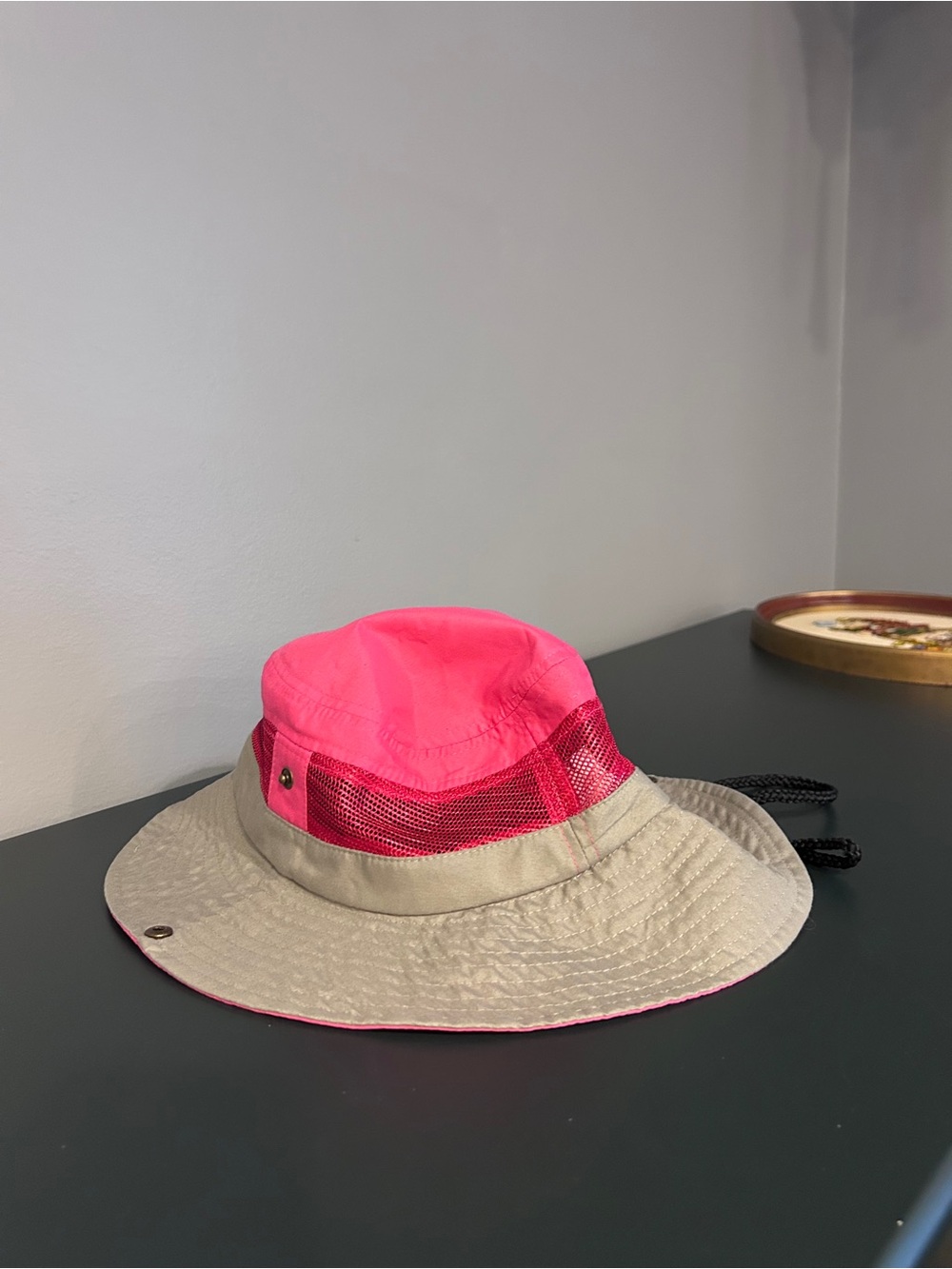 J Hats Bucket Sun Hat Grey Hot Pink OS